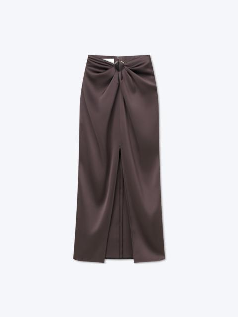 EMIKO - Slip satin sarong-style midi skirt - Coffee bean