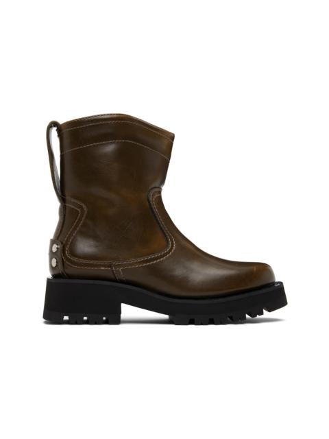 GANNI Khaki Low Oleatex Boots