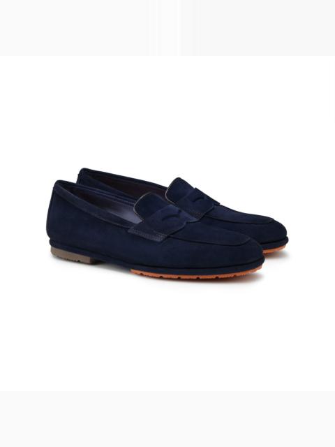 Santoni Women's blue suede Carla Driver penny loafer