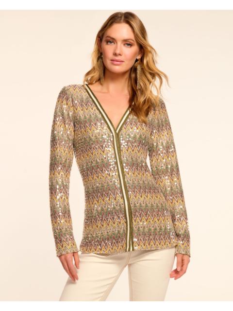 RAMY BROOK Kiki Chevron Sequin Cardigan