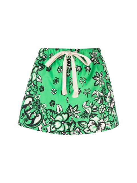 floral-print drawstring shorts