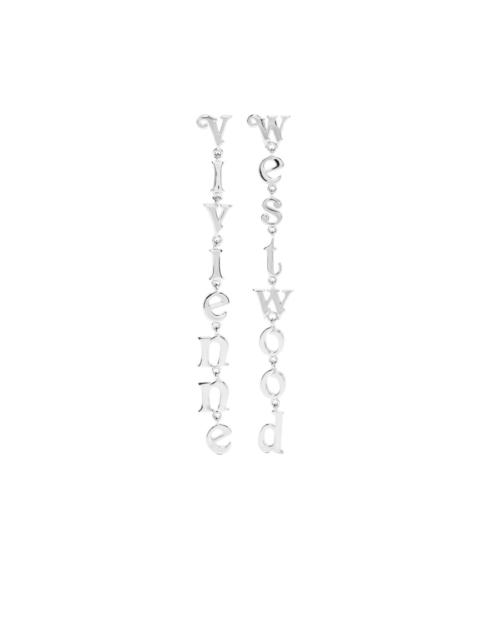 logo-lettering drop earrings