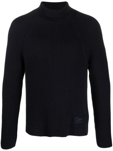 AMI Paris logo-patch ribbed-knit jumper