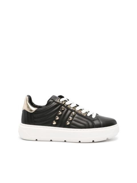 heart-stud quilted leather sneakers
