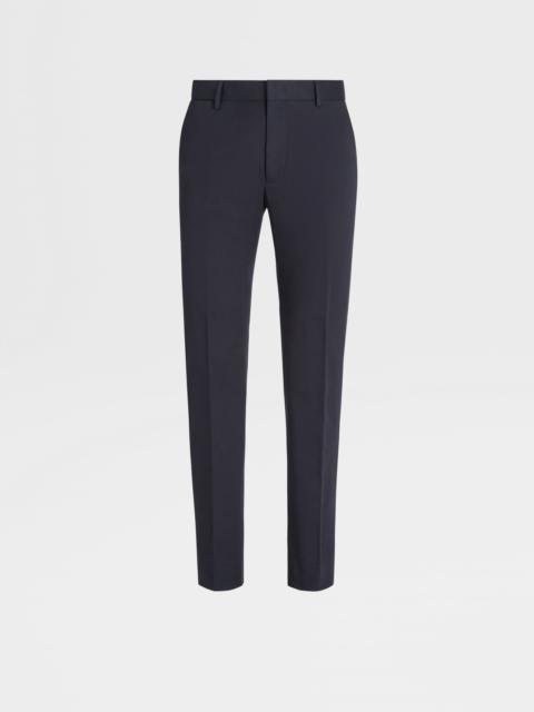 ZEGNA NAVY BLUE STRETCH COTTON PANTS