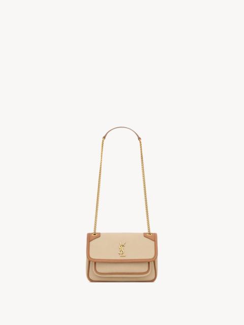 SAINT LAURENT NIKI MINI IN CANVAS AND LEATHER