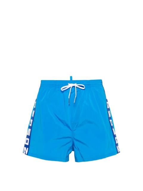logo-straps elasticated-waistband swim shorts