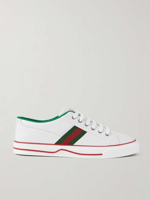 GUCCI Tennis 1977 Webbing-Trimmed Leather Sneakers