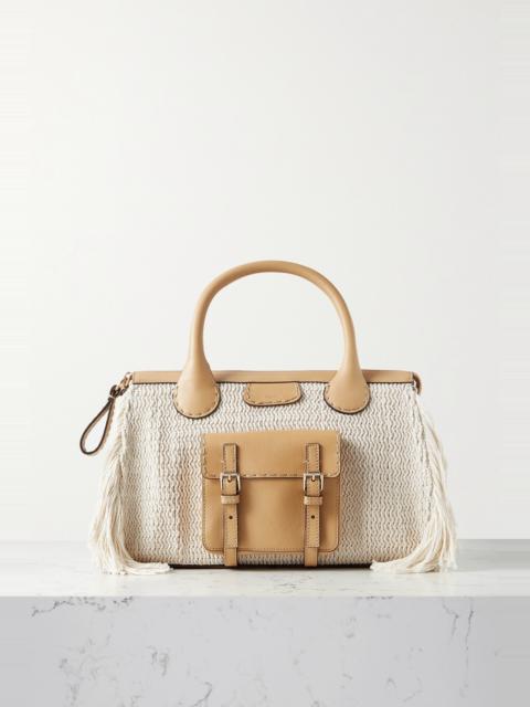 Chloé Edith medium leather-trimmed recycled cashmere tote