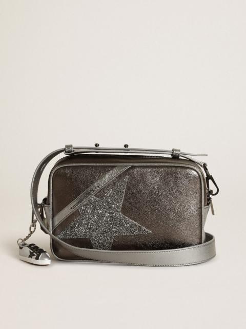 Golden Goose Star Bag in silver and anthracite-gray laminated leather with Swarovski crystal star