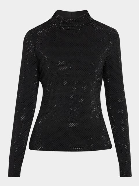 GENERATION LOVE Tyla Crystal Mesh Mock-Neck Top