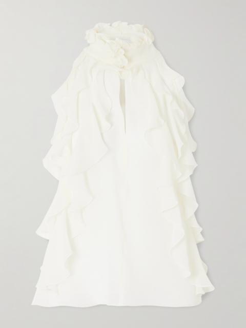 Alexander McQueen Ruffled Cutout Silk-georgette Top