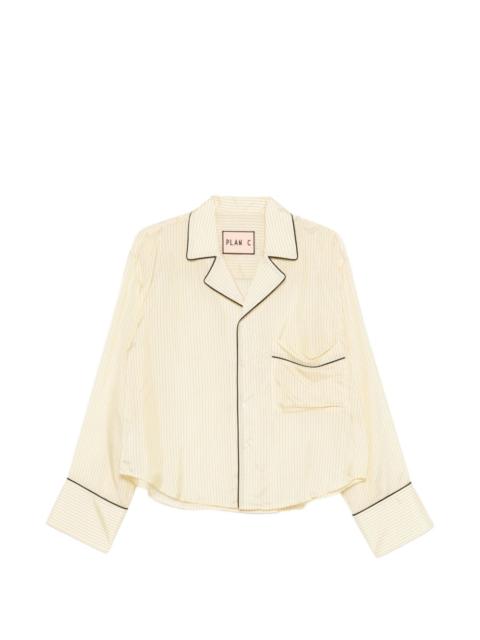Plan C piped-trim striped shirt set