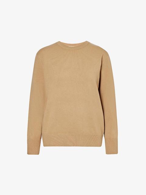 Relaxed-fit round-neck stretch wool-blend jumper