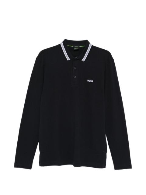 BOSS long-sleeve contrast-trim polo shirt