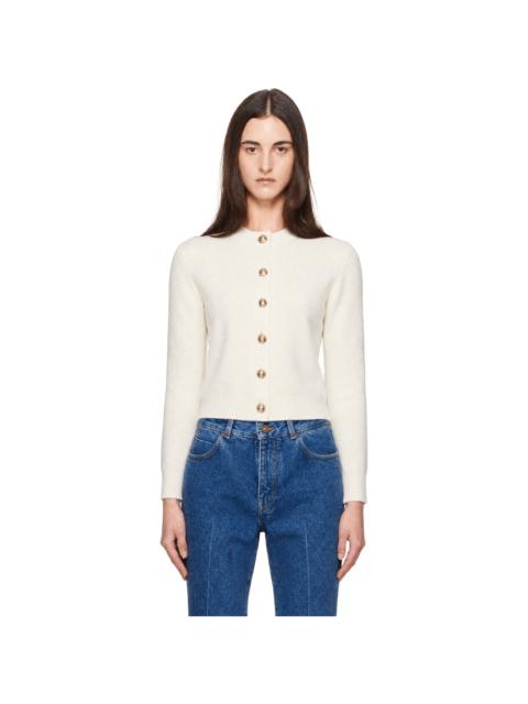 Balmain Off-White Buttoned Round Collar Cashmere Cardigan