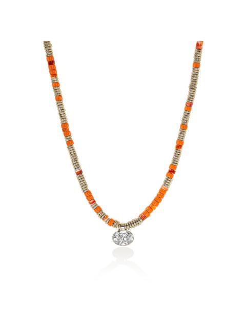 JOHN HARDY JH Lovestruck™ Heishi Pendant Necklace, Gold, Sterling Silver, Hardstones, Enamel, Diamond, 3.0TCW