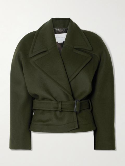 Stella McCartney Cropped Belted Double-breasted Wool Coat