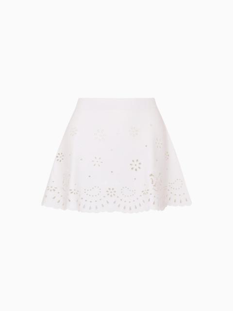 LoveShackFancy Glindy Knit Bandana Eyelet Mini Skirt