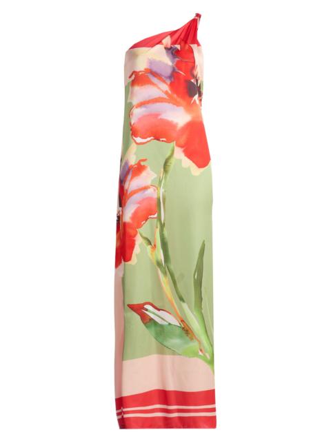 MISA Women's Dounia Floral One-Shoulder Maxi Dress - Scarf Flora