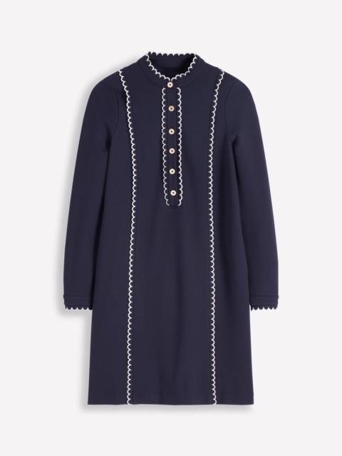 BODEN Scallop Detail Jersey Dress-Navy