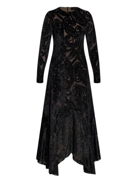 Etro paisley-print velvet midi dress