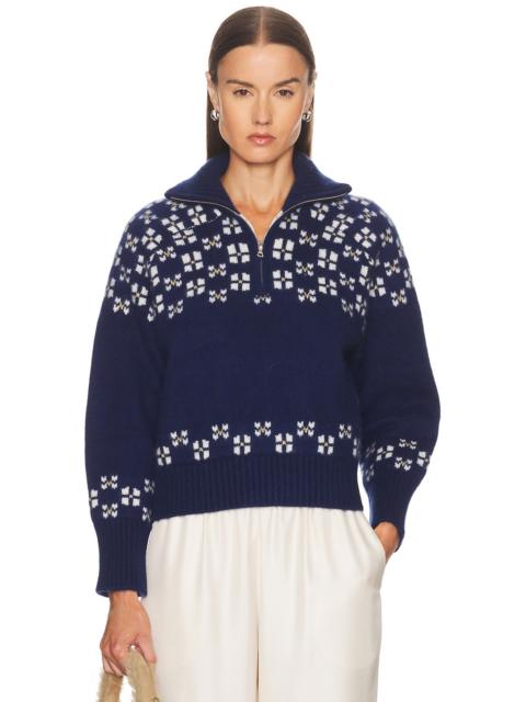 CALLE DEL MAR Winter Fair Isle Half Zip Sweater