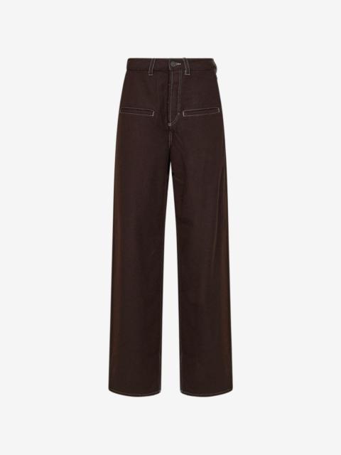 UMA WANG contrast-stitch wide-leg trousers