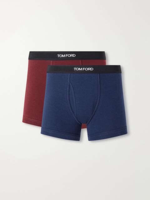 TOM FORD Two Pack Logo-Jacquard Waistband Cotton-Stretch Jersey Boxer Briefs