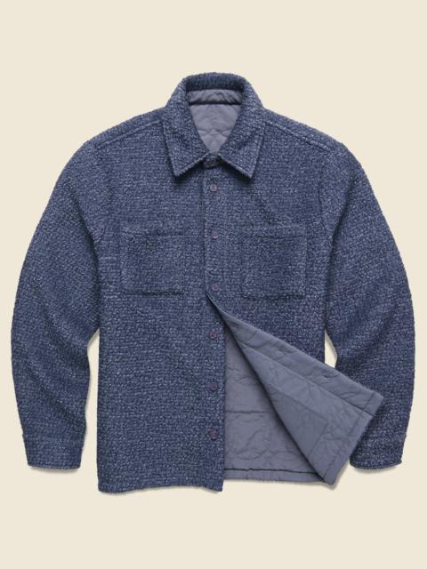 Wax London Mount Reversible Overshirt - Bobble Wool Grey Blue