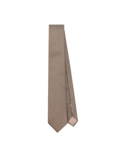 geometric-pattern silk tie