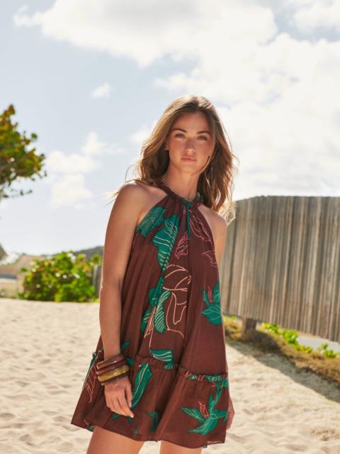 Poupette St Barth Mini Dress Cleo - Brown Hibiscus