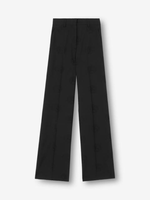 EKD Wool Cotton Jacquard Wide-leg Trousers