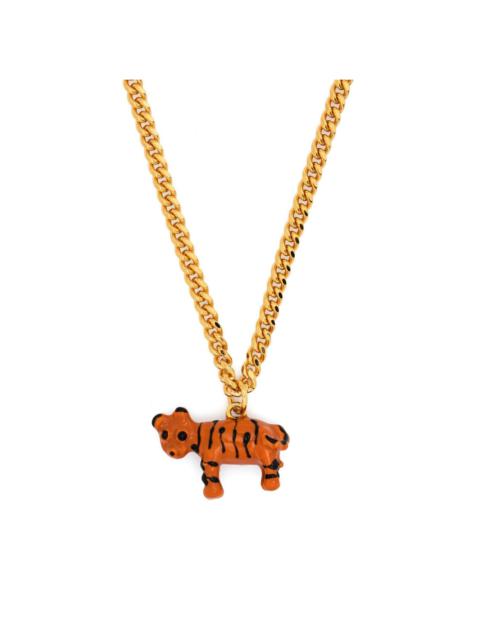 Enamel tiger-pendant necklace