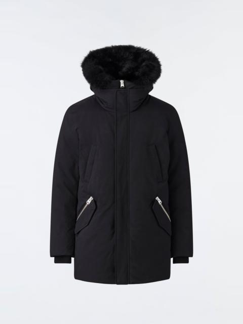 EDWARD 2-in-1 down parka with hooded bib and detachable sheepskin collar