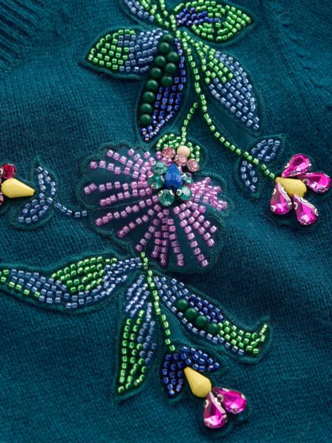 BODEN Ria Embellished Knit T-Shirt-Deep Aurora Blue