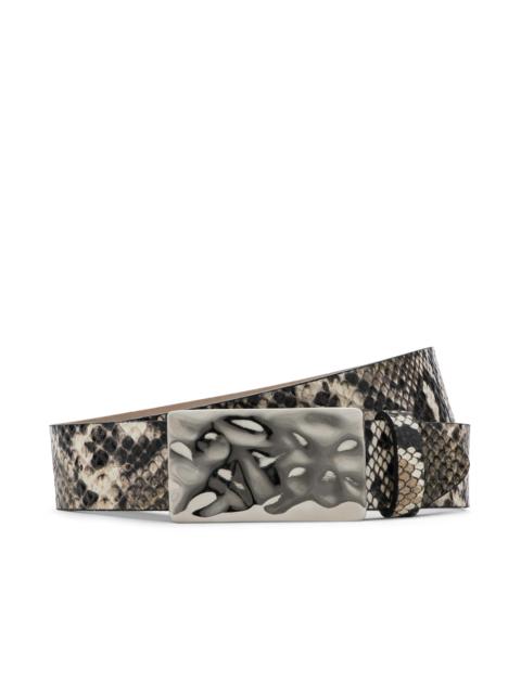L'AGENCE Chara Snake-Embossed Leather Belt