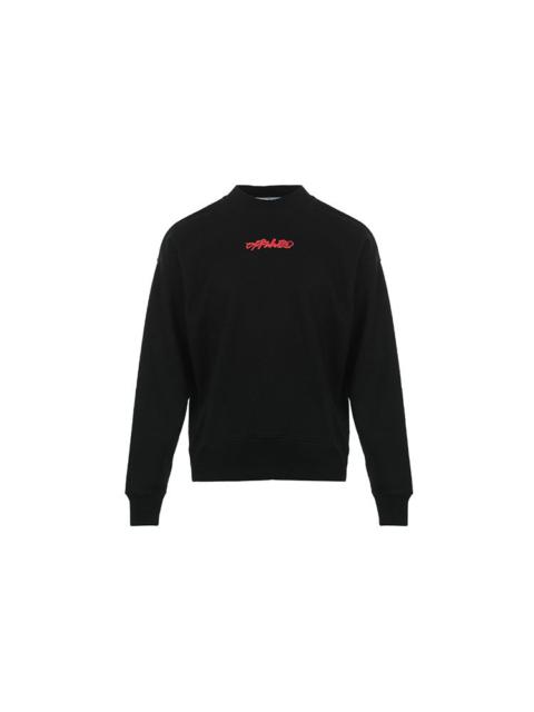 Men's Off-White FW21 Logo Arrow Pattern Printing Pullover Loose Fit Black OMBA054F21FLE0091084