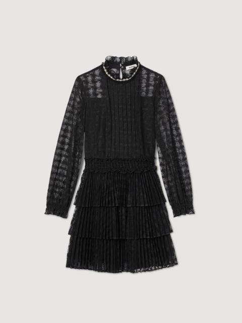 Sandro Louna floral-lace tiered minidress
