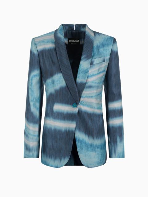 GIORGIO ARMANI Single-breasted jacket in silk twill with a gradient print