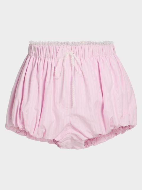 LoveShackFancy Sparrow Lace-Trimmed Striped Cotton Shorts