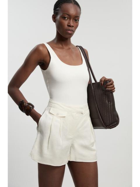 KAREN MILLEN Viscose Linen Woven Pocket Detail Short