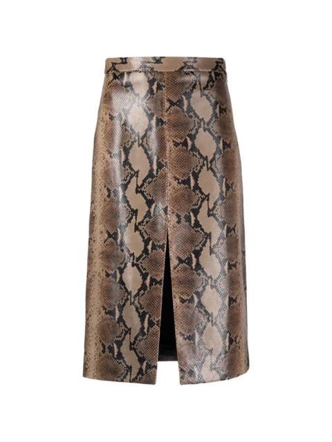 snakeskin-effect leather skirt