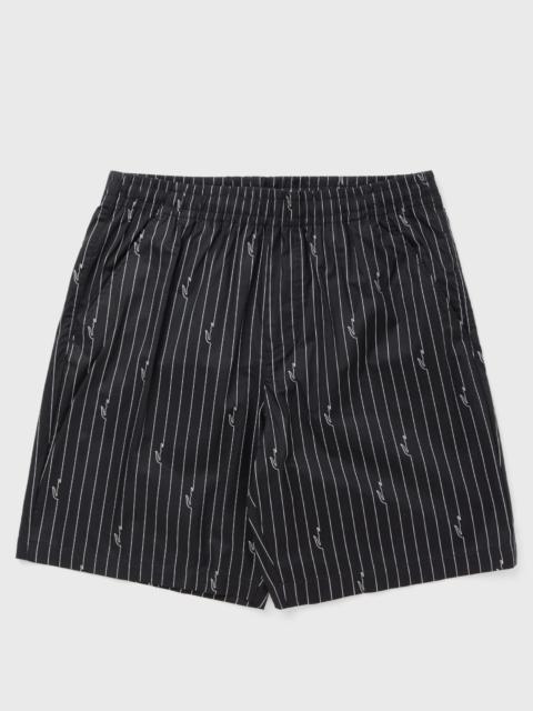 LACOSTE Crocodile Print Stripe Cotton Shorts