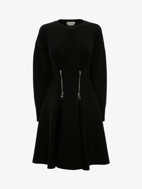 Zip Mini Dress in Black