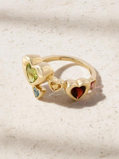 ROXANNE FIRST Twisted Heart Stack 14-karat gold multi-stone ring Multi
