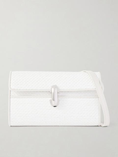 SAVETTE Symmetry Leather-trimmed Woven Raffia Shoulder Bag