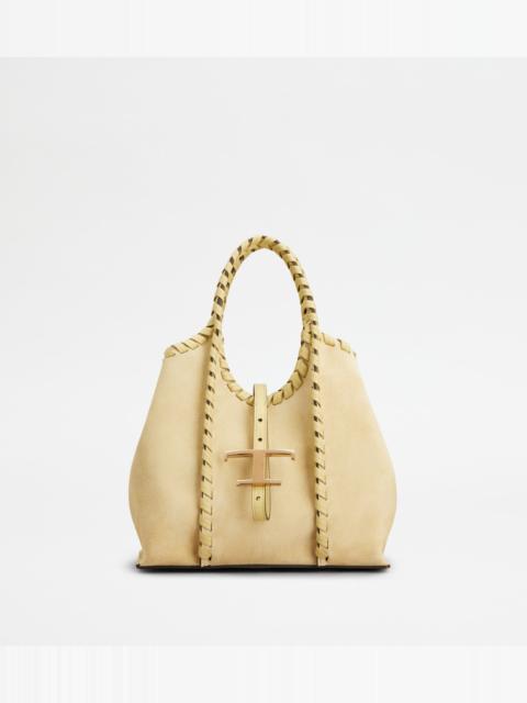 Tod's T TIMELESS SHOPPING BAG IN SUEDE MINI - YELLOW