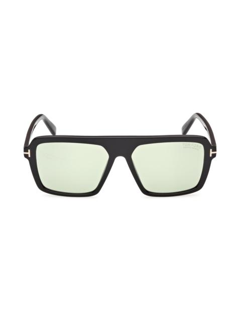 TOM FORD Men's Vincent 56MM Square Sunglasses - Black Green