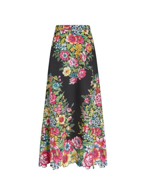 floral-print cotton maxi skirt